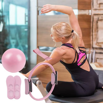 Pilates Ring and Ball Set Pilates Equipment Set Fitness Equipment with Resistance Band Portable Workout Tool for Home Gym Studio
