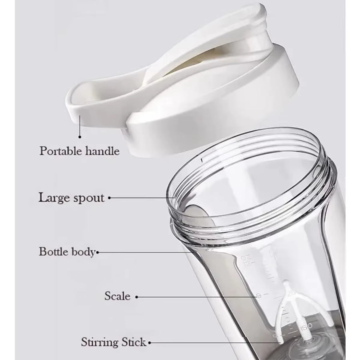 Electric Protein Shaker Cup, Tritan - BPA Free, USB Rechargeable Protein Shake Blender, Portable Blender, Automatic Blender