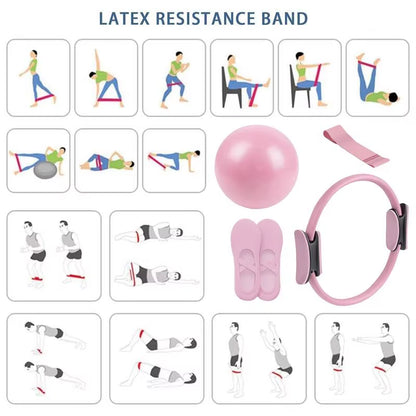 Pilates Ring and Ball Set Pilates Equipment Set Fitness Equipment with Resistance Band Portable Workout Tool for Home Gym Studio